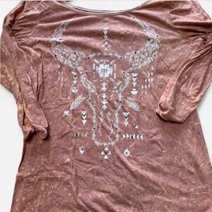 Maurices Burnt Orange Graphic 3/4 Sleeve Tee